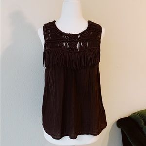 Aerie Dark Gray Braided Top